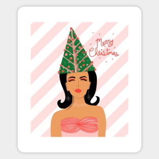 Mod Christmas Tree Hair Magnet